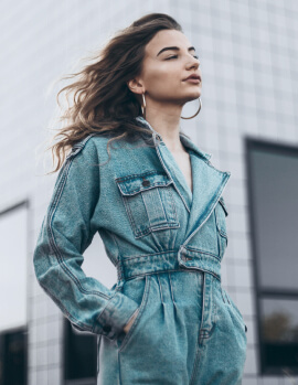 girl in overalls